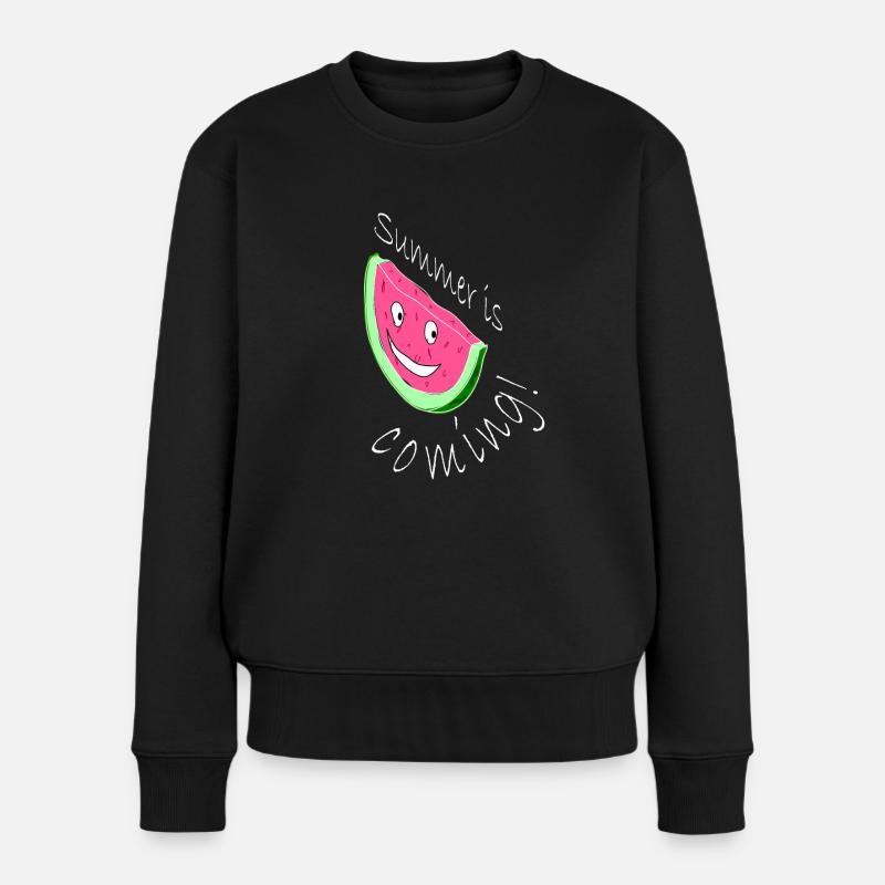 Melone Melonen Wassermelone - Frauen Premium Bio Pullover - Schwarz