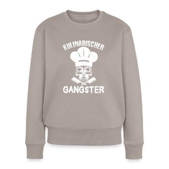 Meisterkoch Chef de Partie Sous Chef Geschenk - Frauen Premium Bio Pullover - Taupe - Vorne - Julia (174cm)