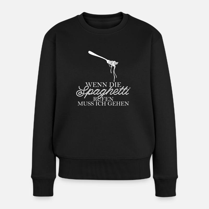 Spaghetti Nudeln Spruch - Frauen Premium Bio Pullover - Schwarz