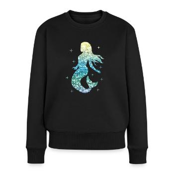 Femme de mer fille cadeau nègre paillettes - Pull Premium bio Femme - noir - Devant - Julia (174cm)