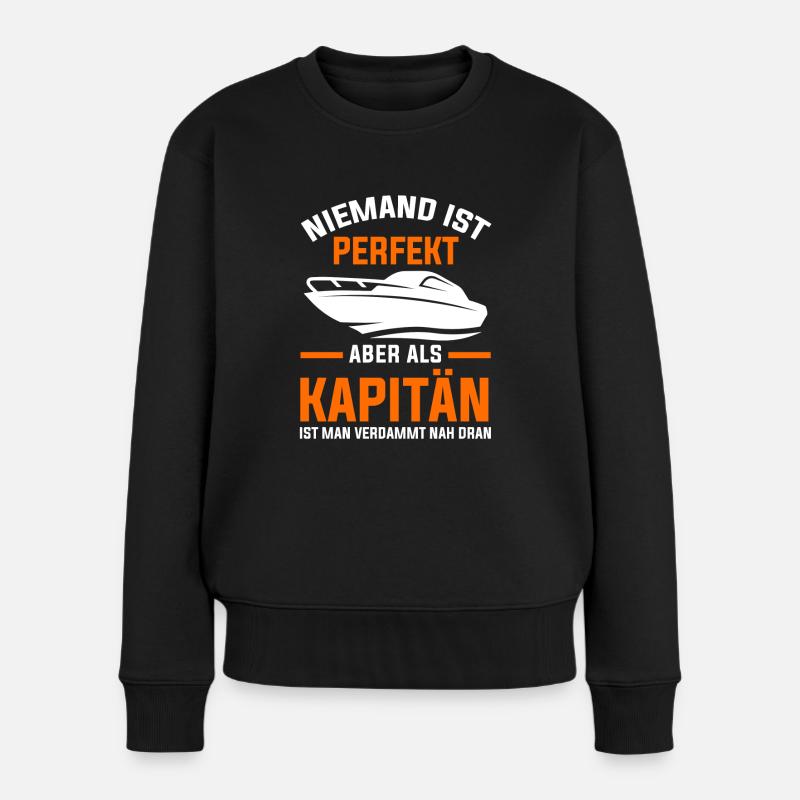 Boot Segeln Kapitän Schiff Bootfahren - Frauen Premium Bio Pullover - Schwarz