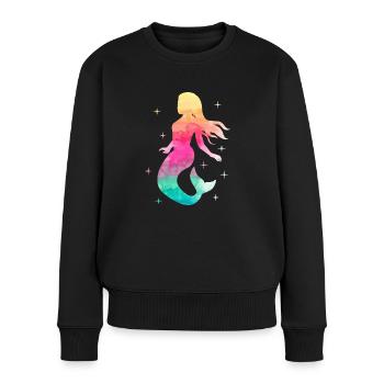 Aquarelle sirène dame fille cadeau Nixe - Pull Premium bio Femme - noir - Devant - Julia (174cm)
