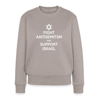 Solidarité avec Israël / Contre la droite et les nazis - Pull Premium bio Femme - taupe - Devant - Julia (174cm)