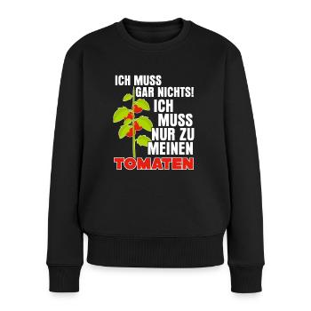 Tomaten Spruch Tomate - Frauen Premium Bio Pullover - Schwarz - Vorne - Julia (174cm)