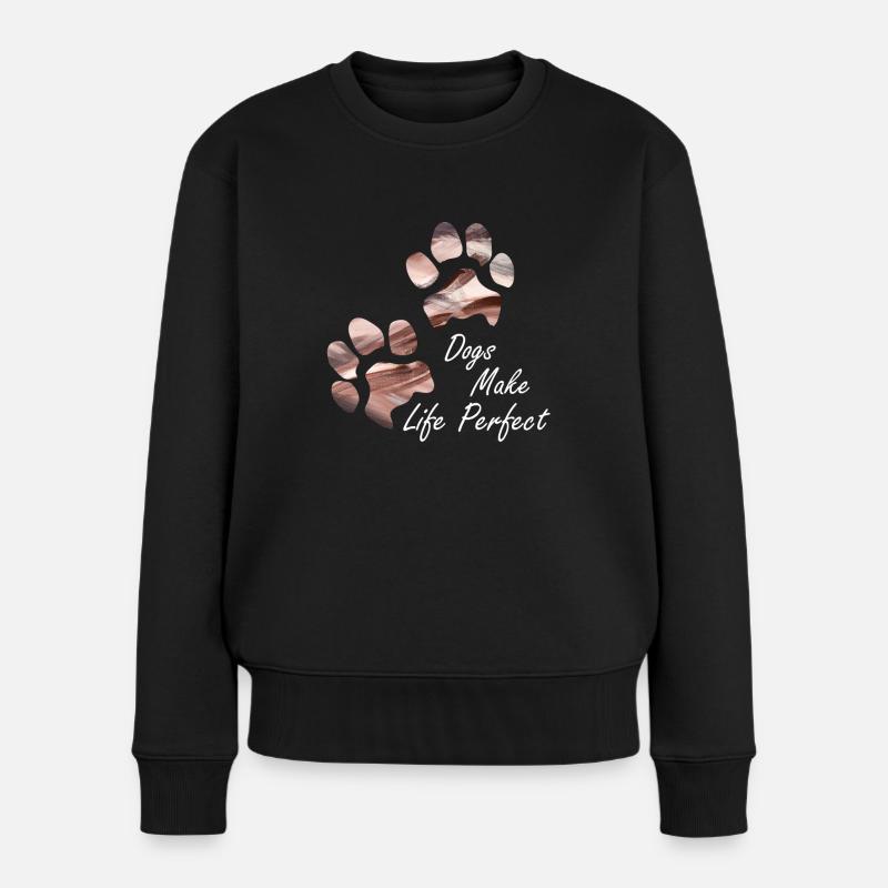 Pfotenabdrücke Hundepfote Pfoten Hund Hunde - Frauen Premium Bio Pullover - Schwarz