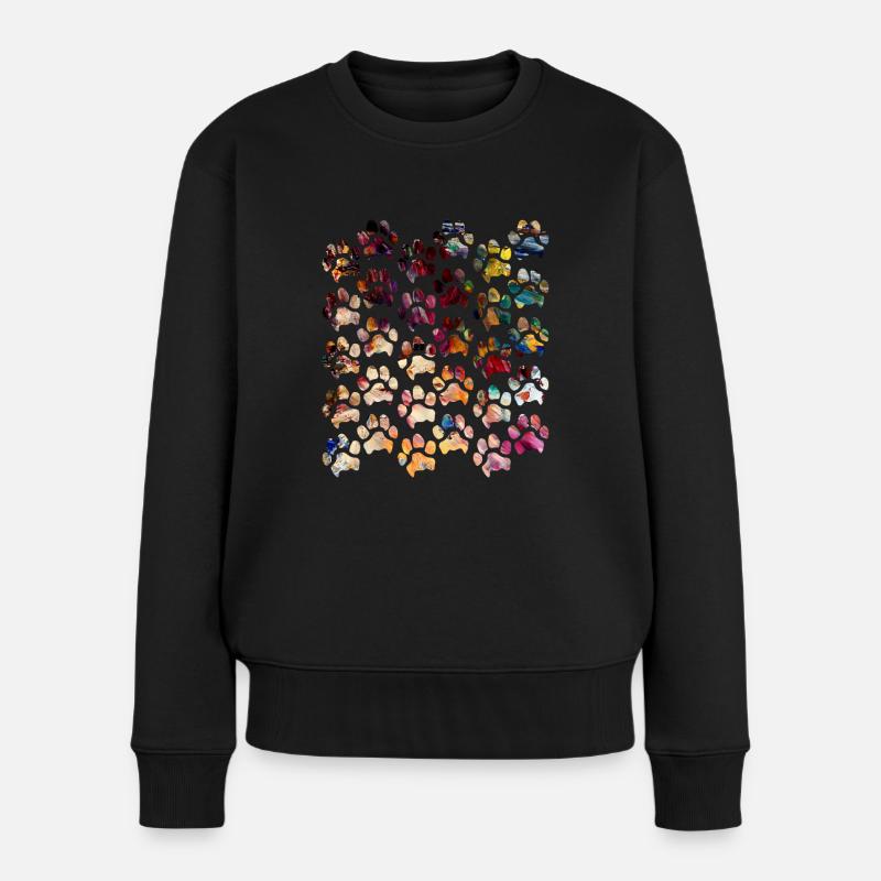 Pfotenabdrücke Hundepfote Pfoten Hund Hunde - Frauen Premium Bio Pullover - Schwarz