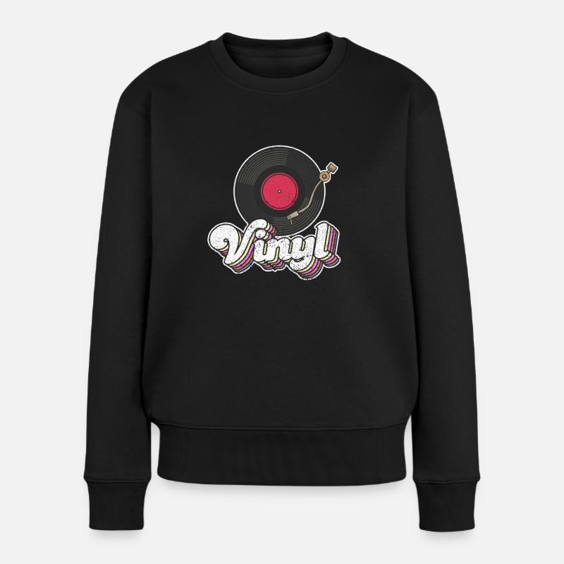 Vinyl Record Turntable Player Lover Cute - Frauen Premium Bio Pullover - Schwarz