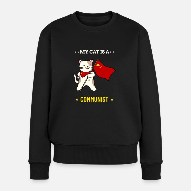 Meine Katze ist Kommunistin - Frauen Premium Bio Pullover - Schwarz
