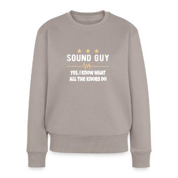 SOUND GUY / AUDIOLOGIST what all the knobs do - Women's Premium Organic Jumper - taupe - Front - Julia (174cm)