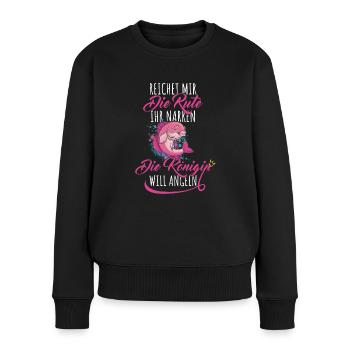 Reichet mir die Rute die Königin will Angeln - Frauen Premium Bio Pullover - Schwarz - Vorne - Julia (174cm)