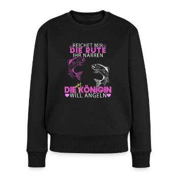 Reichet mir die Rute die Königin will Angeln - Frauen Premium Bio Pullover - Schwarz - Vorne - Julia (174cm)