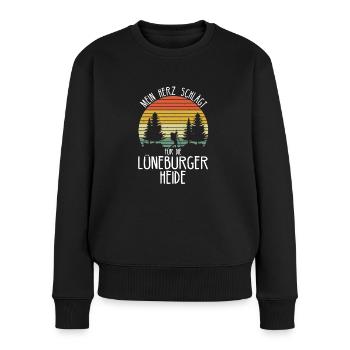 Lüneburger Heide Wald Hamburg Geschenkidee - Frauen Premium Bio Pullover - Schwarz - Vorne - Julia (174cm)