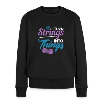 Strings into Things Tricots tricoteuse de tricoter - Pull Premium bio Femme - noir - Devant - Julia (174cm)