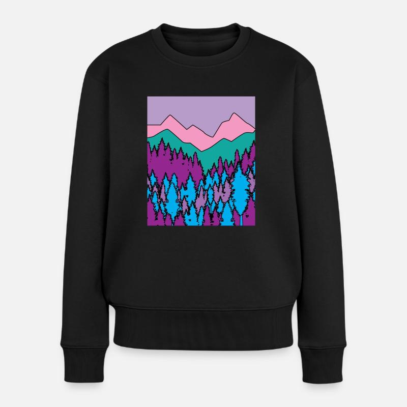 Natur Wald Bäume Freiheit Sonne - Frauen Premium Bio Pullover - Schwarz