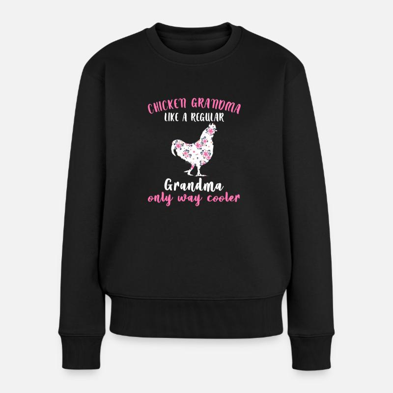 Huhn Oma Farming Hühner Liebhaber Geschenk - Frauen Premium Bio Pullover - Schwarz