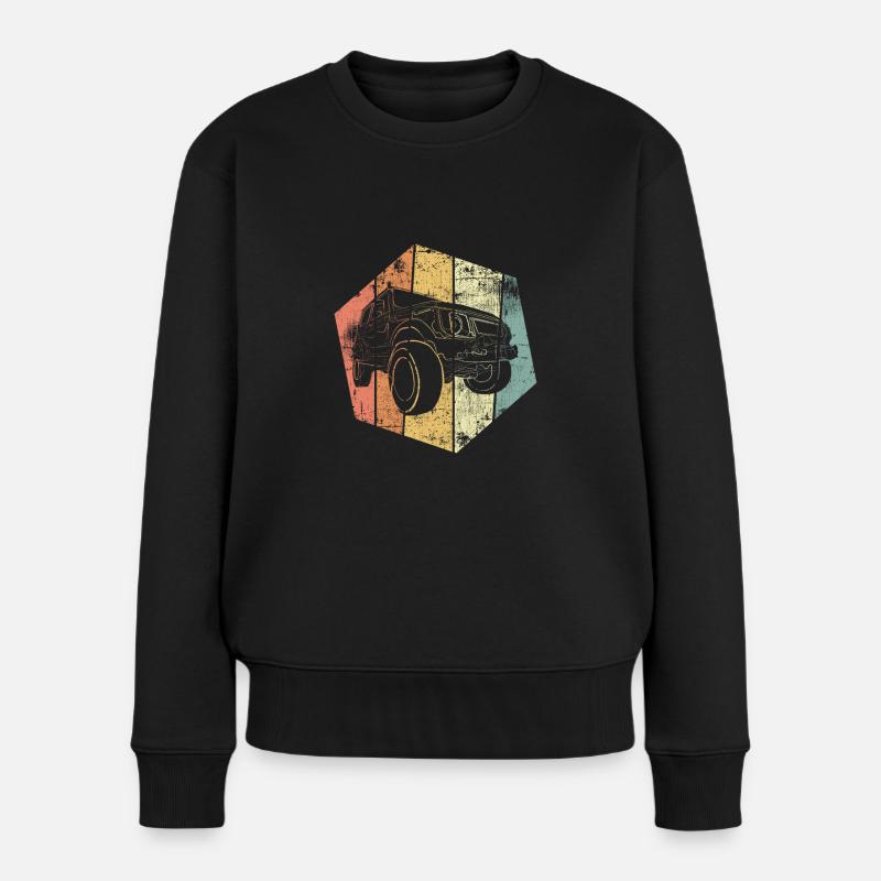 Offroad Geländewagen Allrad Auto vintage - Frauen Premium Bio Pullover - Schwarz