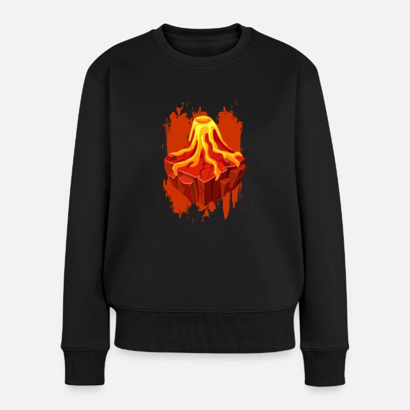 Vulkan Vulkane Vulkanliebhaber Shirt lustig Vulkan - Frauen Premium Bio Pullover - Schwarz