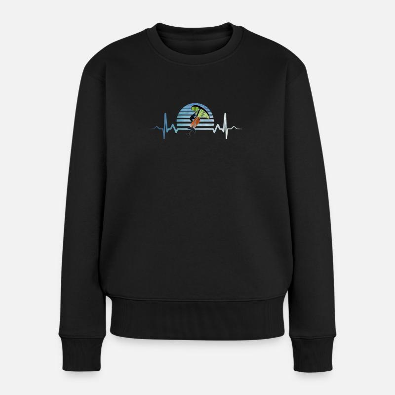 Wing Foiling Herzschlag EKG - Frauen Premium Bio Pullover - Schwarz