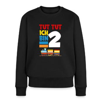 2. Geburtstag 2 Jahre Lokomotive Eisenbahn Party - Frauen Premium Bio Pullover - Schwarz - Vorne - Julia (174cm)