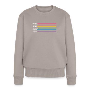 LGBT CSD Gay Pride Regenbogen Lichtschwert - Frauen Premium Bio Pullover - Taupe - Vorne - Julia (174cm)