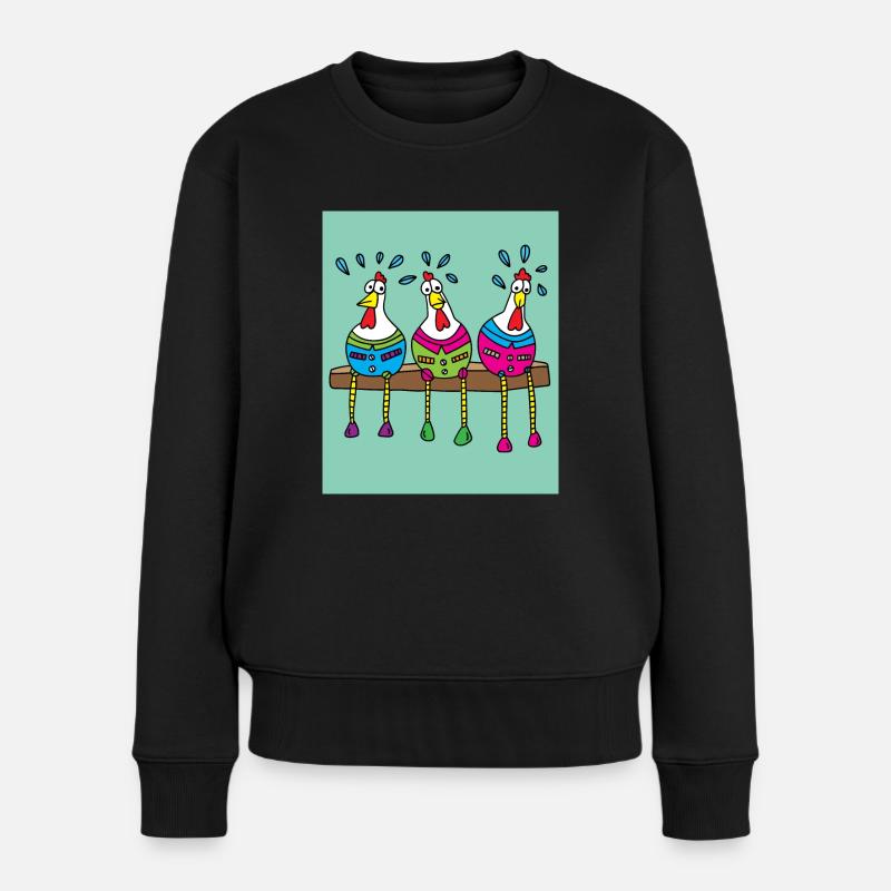 Verrückte Hühner lustiges Huhn - Frauen Premium Bio Pullover - Schwarz