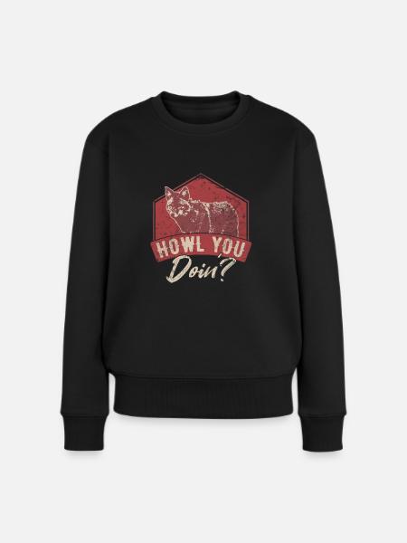Wolf Wölfe - Frauen Premium Bio Pullover - Schwarz