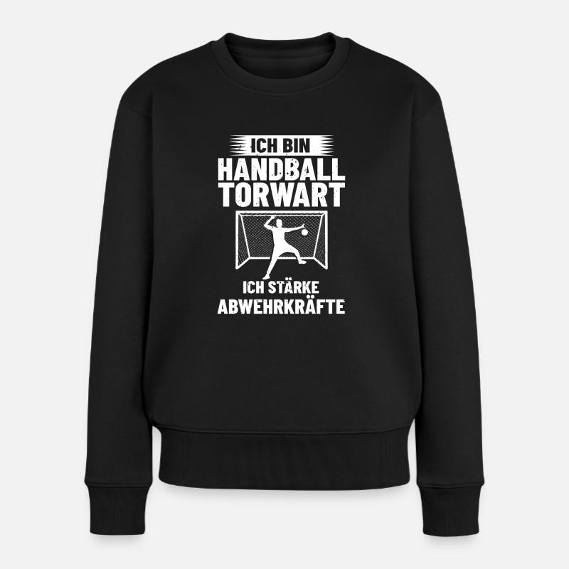 Handball Torwart Abwehrkräfte HandballDesign - Frauen Premium Bio Pullover - Schwarz