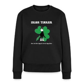 Tinker, Irish Tinker, Gypsy Cob, Gypsy Vanner - Frauen Premium Bio Pullover - Schwarz - Vorne - Julia (174cm)