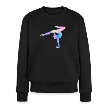 Gymnastin Gymnastik Turnen Geschenk Damen Aquarell - Frauen Premium Bio Pullover - Schwarz - Vorne - Julia (174cm)