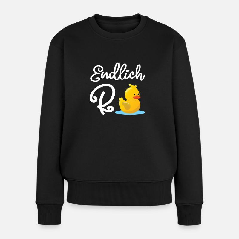 Endlich Rentnerin - Endlich Rente Ente - Frauen Premium Bio Pullover - Schwarz
