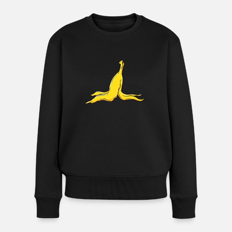 Bananenschale Banane - Frauen Premium Bio Pullover - Schwarz