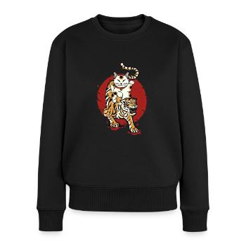Tiger Maneki Neko Lucky chat japonais Aesthetic - Pull Premium bio Femme - noir - Devant - Julia (174cm)
