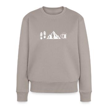 Wandern Berge Bier - Frauen Premium Bio Pullover - Taupe - Vorne - Julia (174cm)