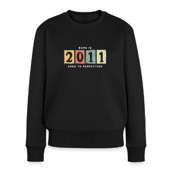 2011 Geburtstag vintage Geschenkidee - Frauen Premium Bio Pullover - Schwarz - Vorne - Julia (174cm)