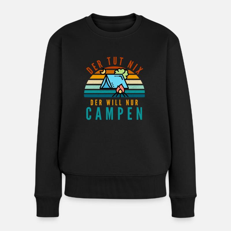 Camping Zelt Zelten Zelter - Frauen Premium Bio Pullover - Schwarz