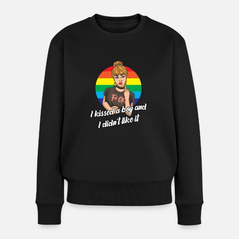 Lesben Motiv mit Spruch lesbisch CSD Regenbogen - Frauen Premium Bio Pullover - Schwarz