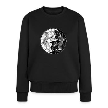 Ying Yang Koi Poisson - Pull Premium bio Femme - noir - Devant - Julia (174cm)