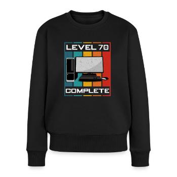 Niveau 70 Est atteint - Cadeau - Pull Premium bio Femme - noir - Devant - Julia (174cm)