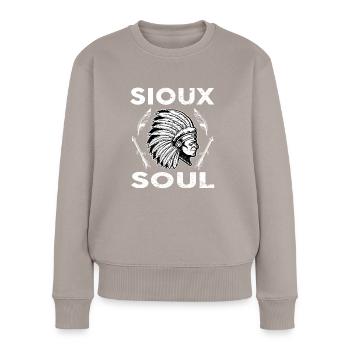 Sioux Tribe Native American Indian Indianer - Frauen Premium Bio Pullover - Taupe - Vorne - Julia (174cm)