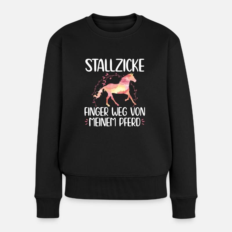 Stallzicke Reiterin Pferdemädchen Pferde Spruch - Frauen Premium Bio Pullover - Schwarz