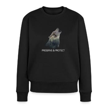 Réserve & Protect Wolf Changement climatique - Pull Premium bio Femme - noir - Devant - Julia (174cm)