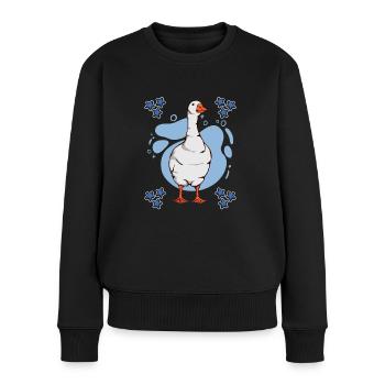 Gänse Goose Blue Design - Frauen Premium Bio Pullover - Schwarz - Vorne - Julia (174cm)