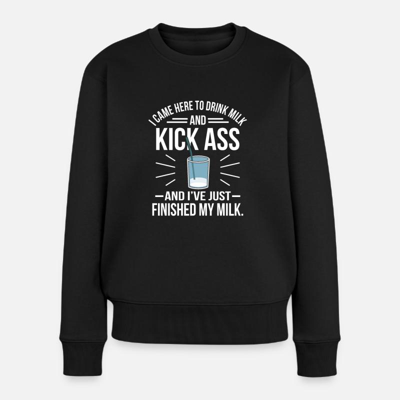 Milch - Frauen Premium Bio Pullover - Schwarz