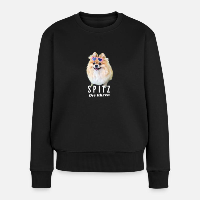 Lustiger Zwerg Spitz Hund Geschenke Süßer kleiner - Frauen Premium Bio Pullover - Schwarz
