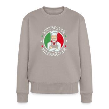 Weltbester Pizzabäcker Retro Vintage Geschenk - Frauen Premium Bio Pullover - Taupe - Vorne - Julia (174cm)