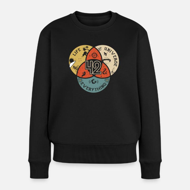 Antwort Physik Mathematik Spruch Universum - Frauen Premium Bio Pullover - Schwarz