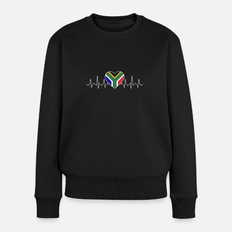 Südafrika Heartbeat Flagge - Frauen Premium Bio Pullover - Schwarz