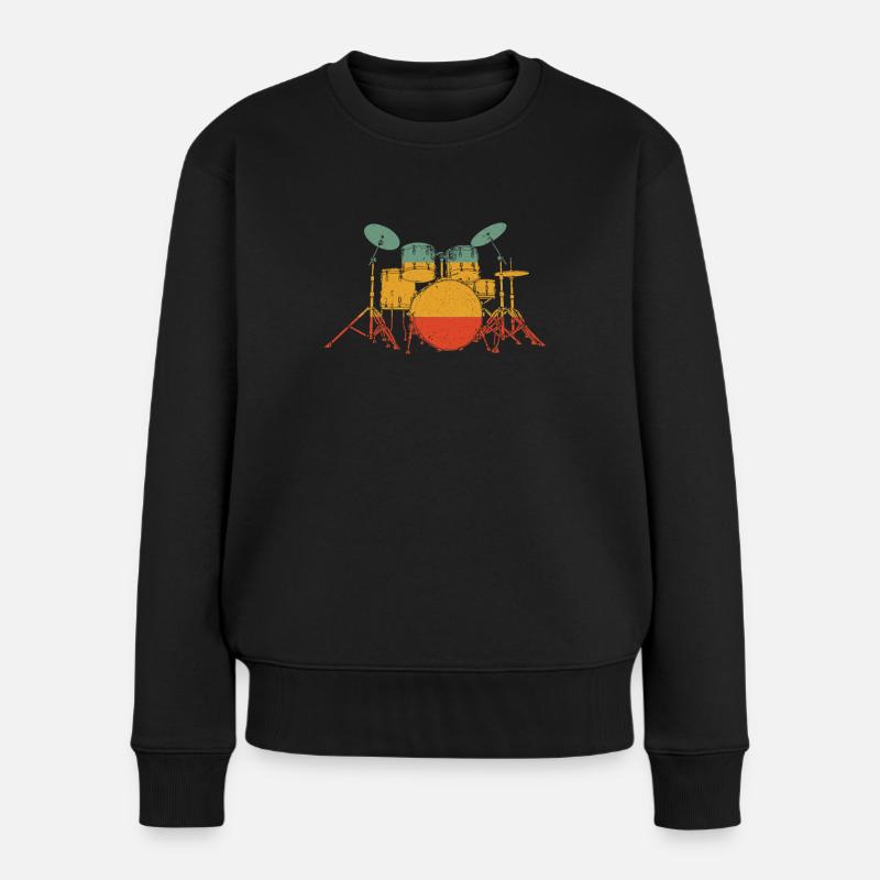 Rétro percussion rétro batterie cadeau - Pull Premium bio Femme - noir