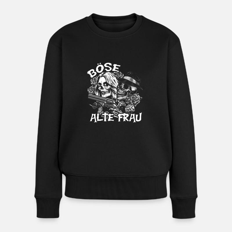 Böse Alte Frau - Frauen Premium Bio Pullover - Schwarz