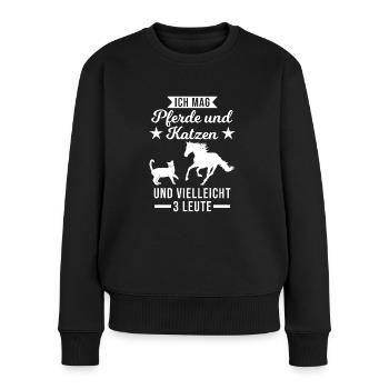 Pferde Katzen Pferd Geschenk - Frauen Premium Bio Pullover - Schwarz - Vorne - Julia (174cm)